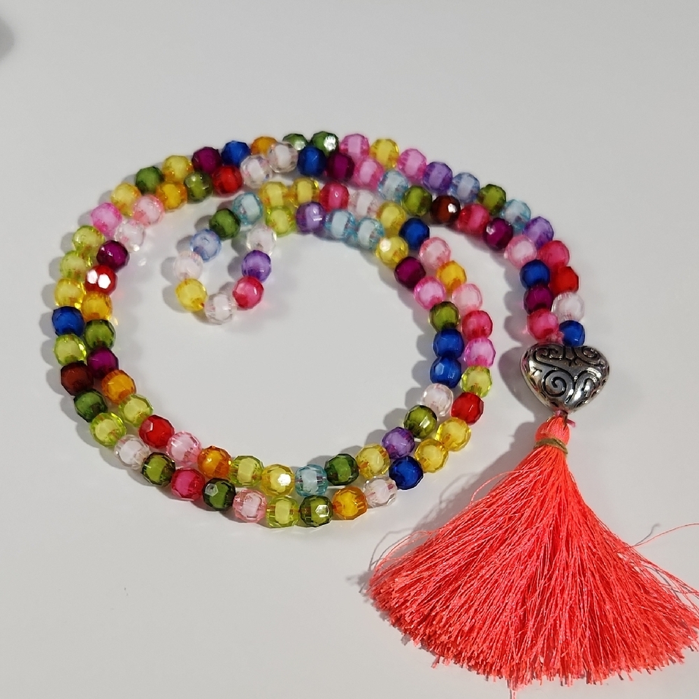 Mala Prayer Beads Multicolor Beaded Necklace with Tassel